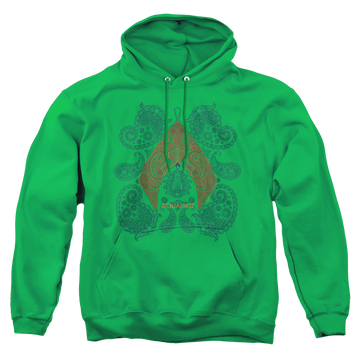 Navy pullover hoodie with Aquaman Movie Aqua Paisley graphic