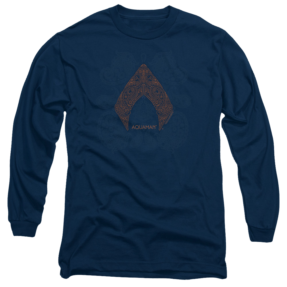 Aquaman Movie Aqua Paisley - Men's Long Sleeve T-Shirt Men's Long Sleeve T-Shirt Aquaman