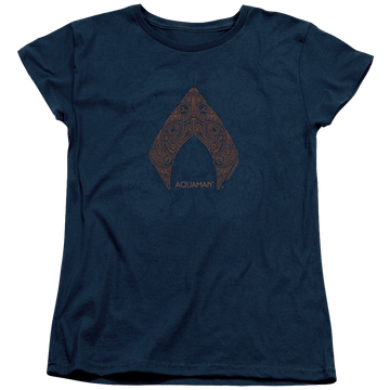 Navy women's t-shirt with Aquaman Movie Aqua Paisley graphic