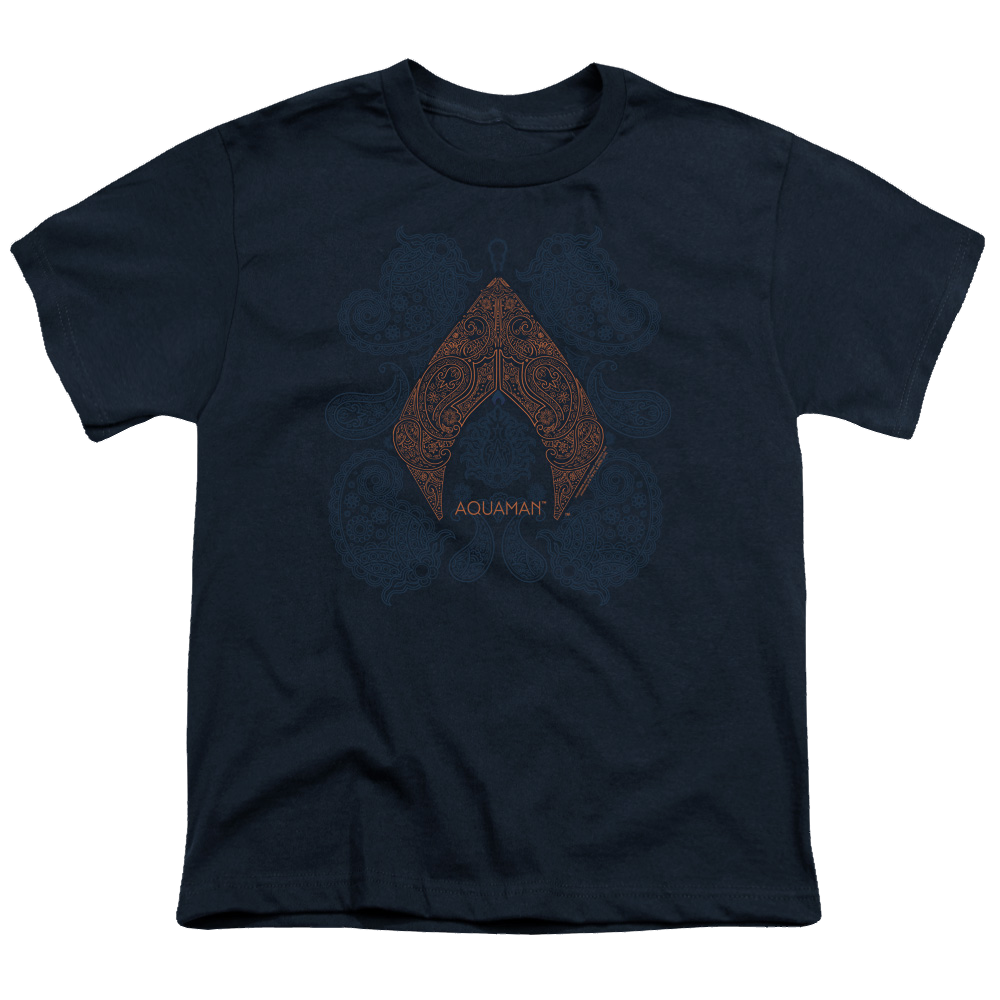 Aquaman Movie Aqua Paisley - Youth T-Shirt Youth T-Shirt (Ages 8-12) Aquaman