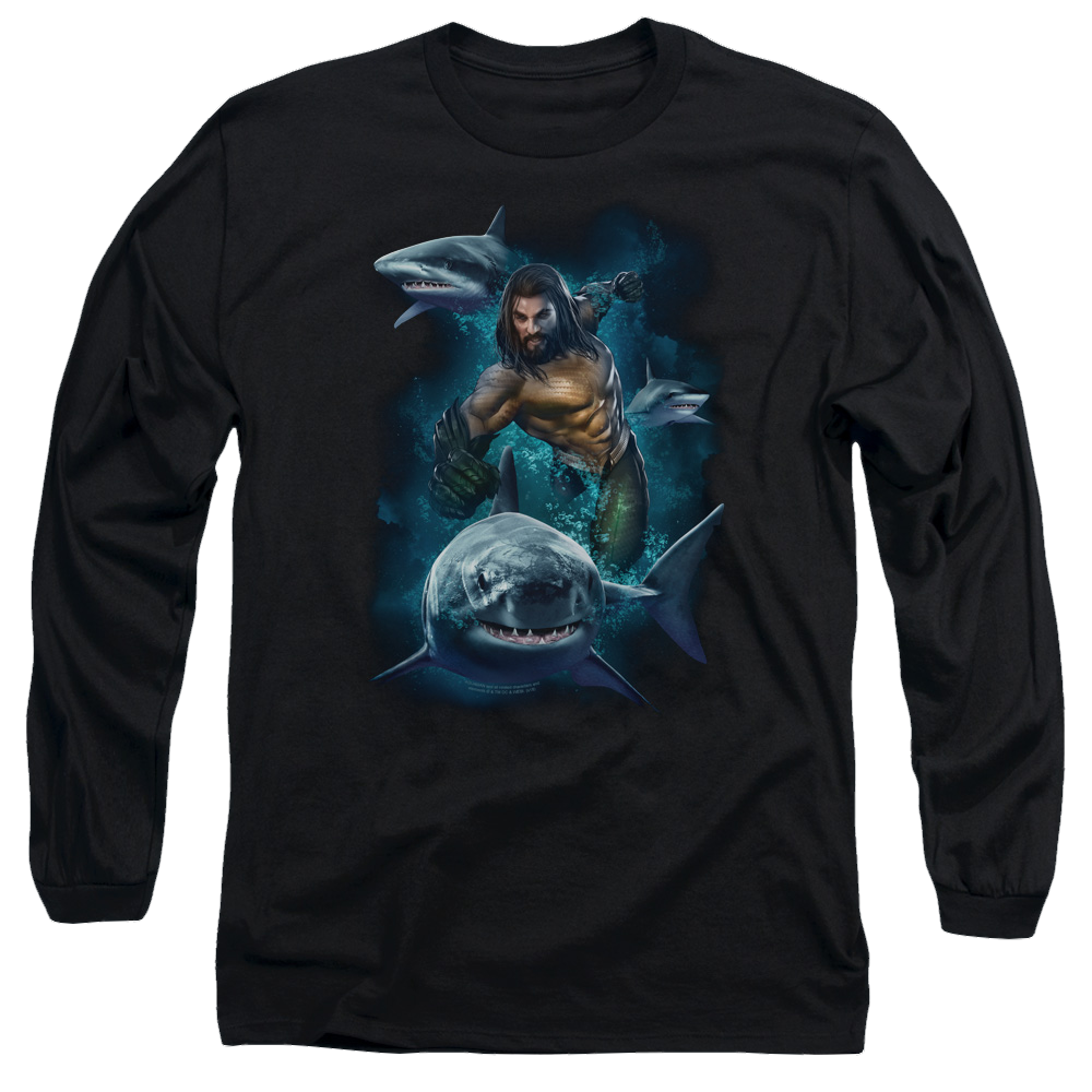 Aquaman Movie Swimming With Sharks - Men's Long Sleeve T-Shirt Men's Long Sleeve T-Shirt Aquaman
