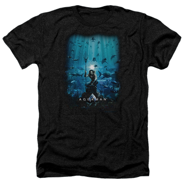 Charcoal men's heather t-shirt with Aquaman Movie Poster graphic