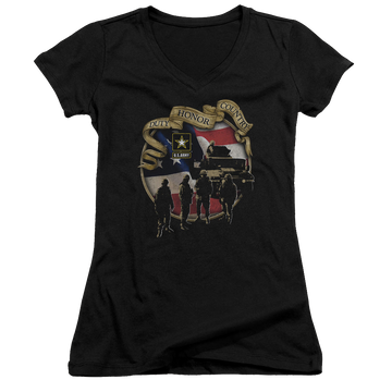 U.S. Army Duty Honor Country - Juniors V-Neck T-Shirt Juniors V-Neck T-Shirt U.S. Army