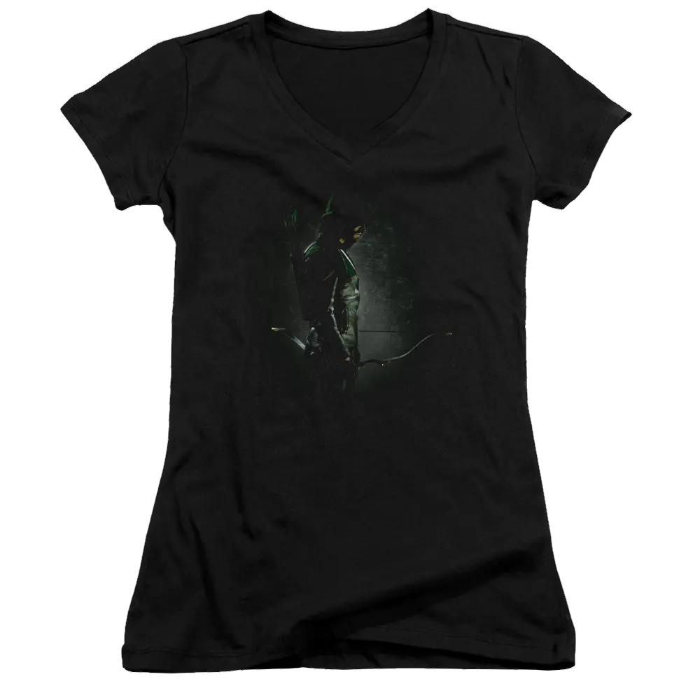 Arrow In The Shadows - Juniors V-Neck T-Shirt Green Arrow