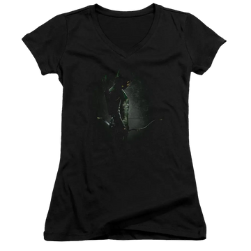 Arrow In The Shadows - Juniors V-Neck T-Shirt Green Arrow