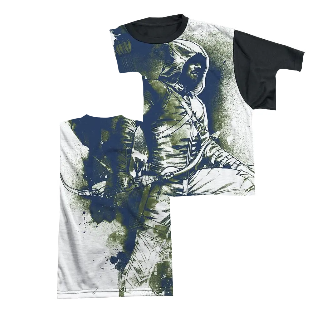 Arrow Spray Paint - Men's Black Back T-Shirt Green Arrow