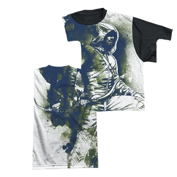 Arrow Spray Paint - Men's Black Back T-Shirt Green Arrow