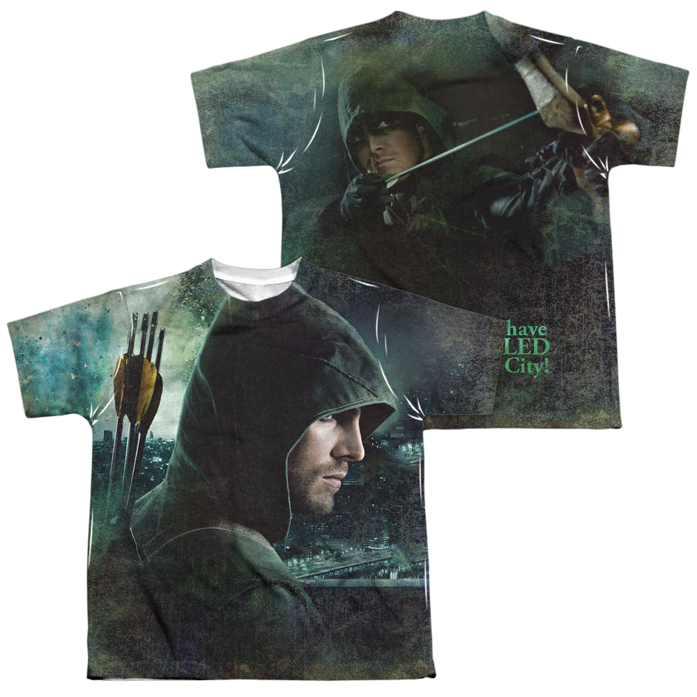 Arrow The Television Series Hero (F/B) - Youth All-Over Print T-Shirt Youth All-Over Print T-Shirt (Ages 8-12) Green Arrow