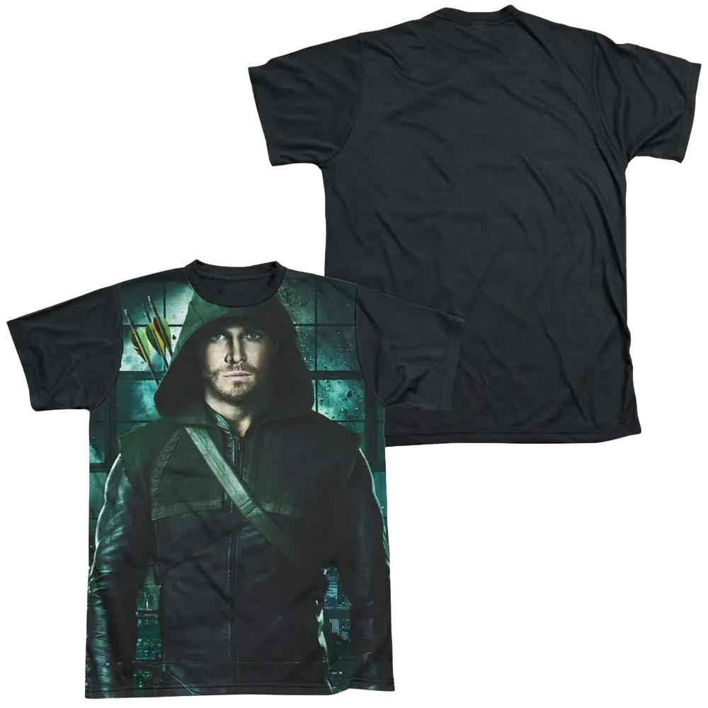 Arrow Two Sides - Men's Black Back T-Shirt Green Arrow