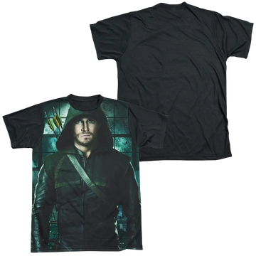 Arrow Two Sides - Men's Black Back T-Shirt Green Arrow