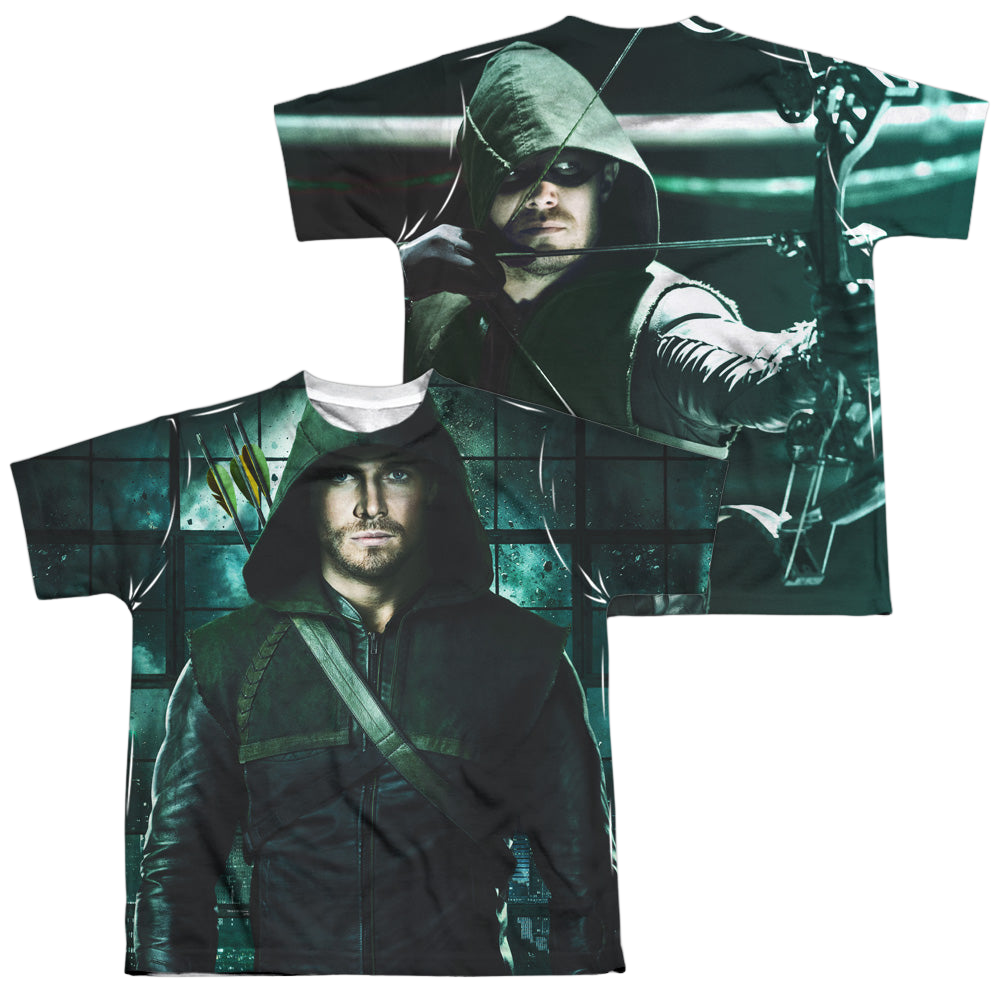 Arrow Television Series Two Sides (F/B) - Youth All-Over Print T-Shirt Youth All-Over Print T-Shirt (Ages 8-12) Green Arrow