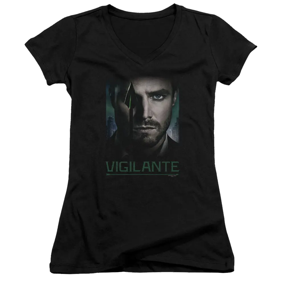 Arrow Good Eye - Juniors V-Neck T-Shirt Green Arrow