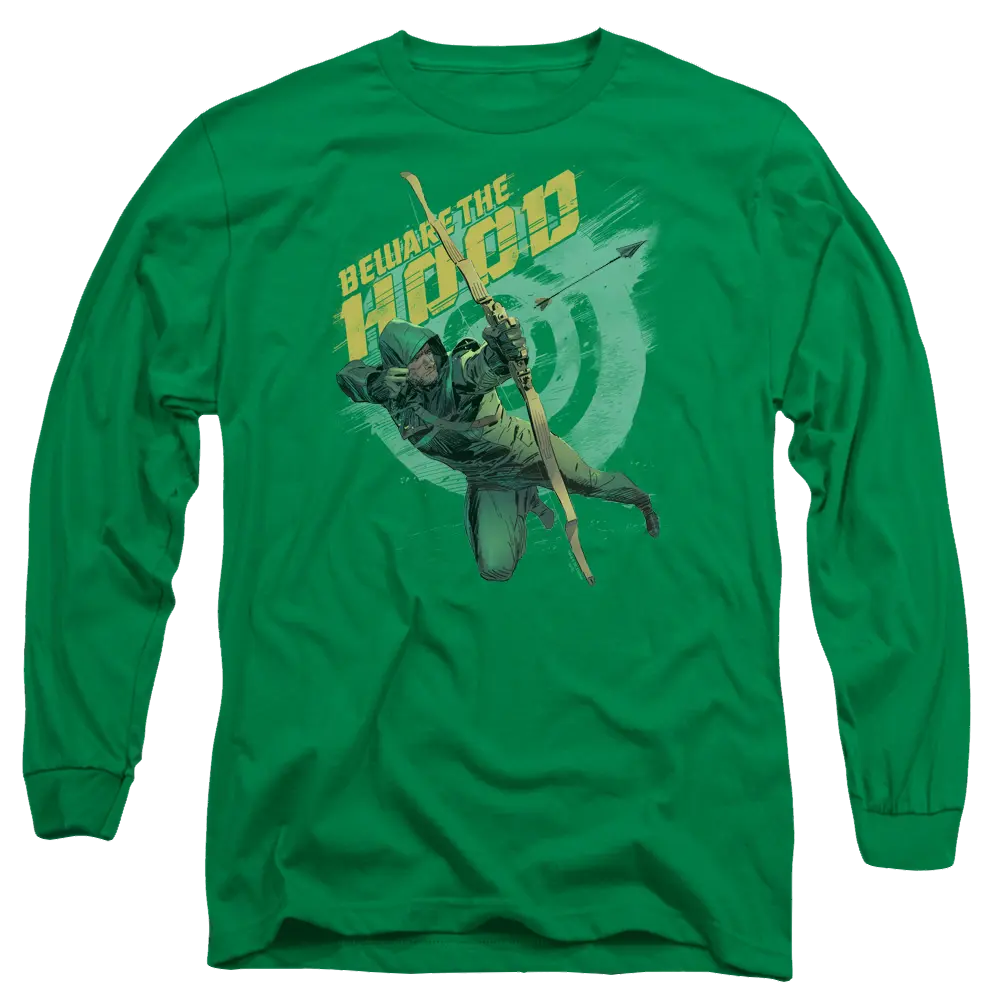 Arrow Beware - Men's Long Sleeve T-Shirt Green Arrow