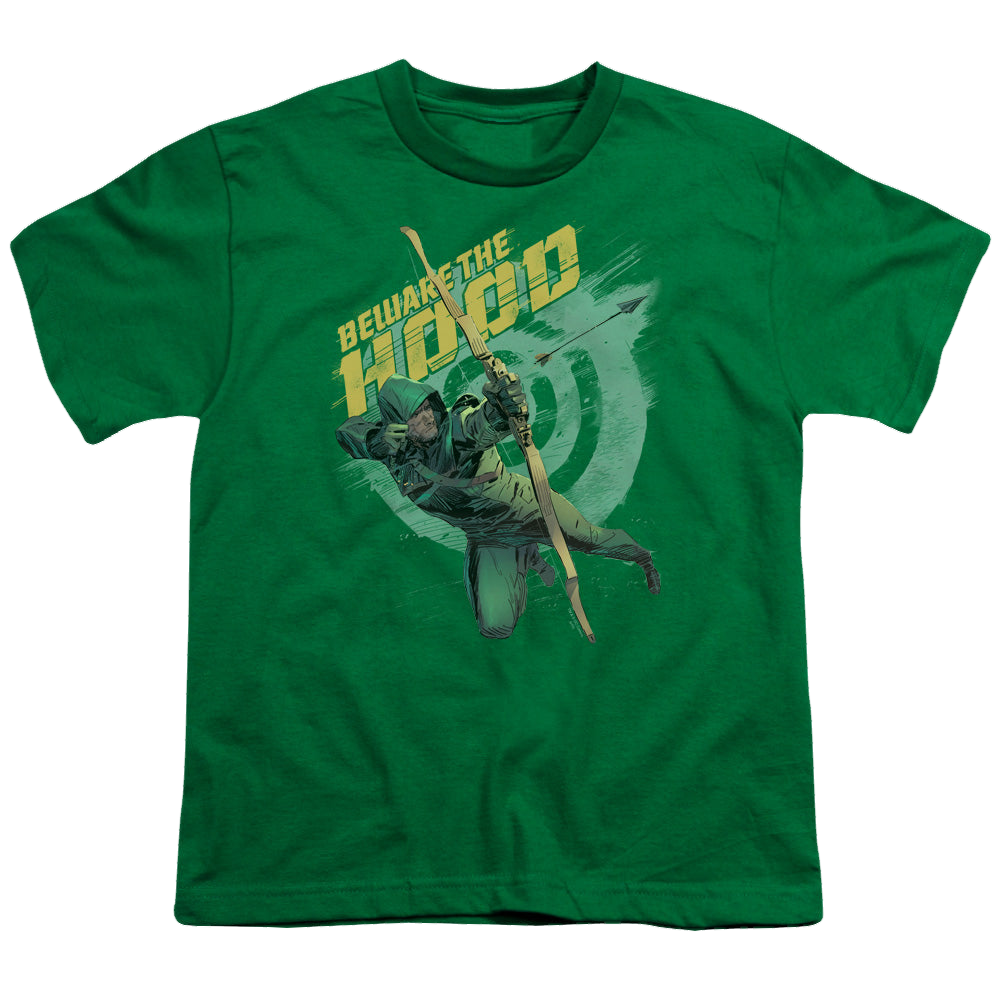 Arrow The Television Series Beware - Youth T-Shirt Youth T-Shirt (Ages 8-12) Green Arrow