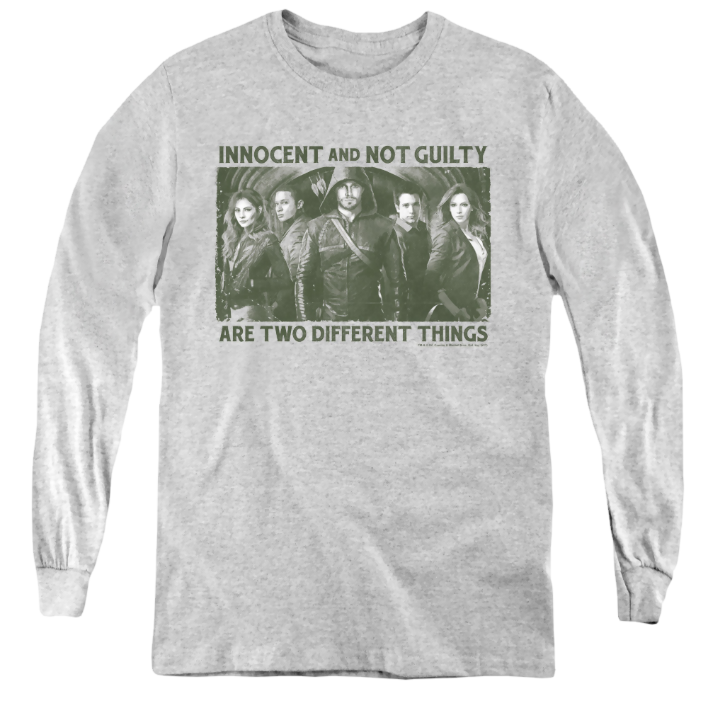 Arrow The Television Series Not Guilty - Youth Long Sleeve T-Shirt Youth Long Sleeve T-Shirt Green Arrow