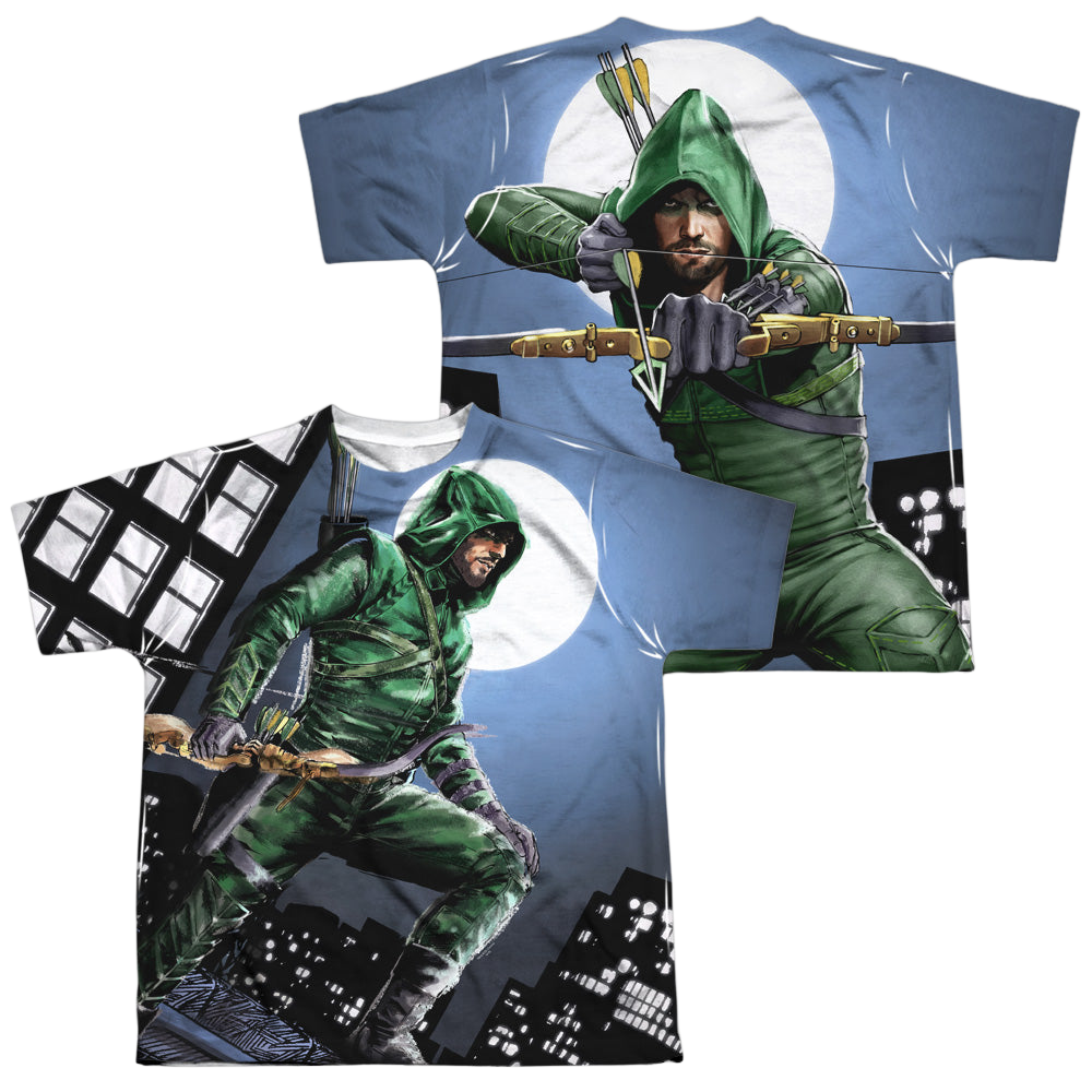 Arrow Television Series Night Watch (F/B) - Youth All-Over Print T-Shirt Youth All-Over Print T-Shirt (Ages 8-12) Green Arrow
