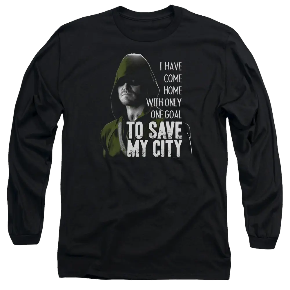 Arrow Save My City - Men's Long Sleeve T-Shirt Green Arrow