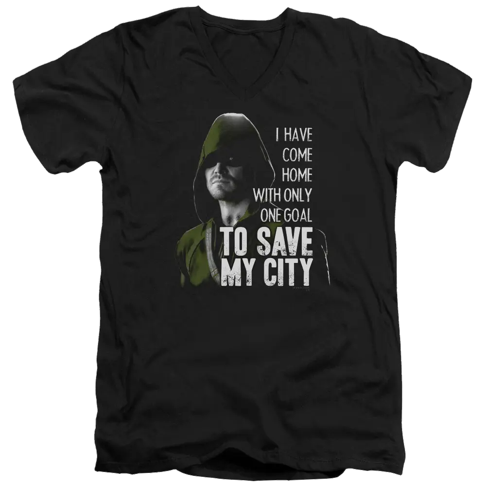 Arrow Save My City - Men's V-Neck T-Shirt Green Arrow