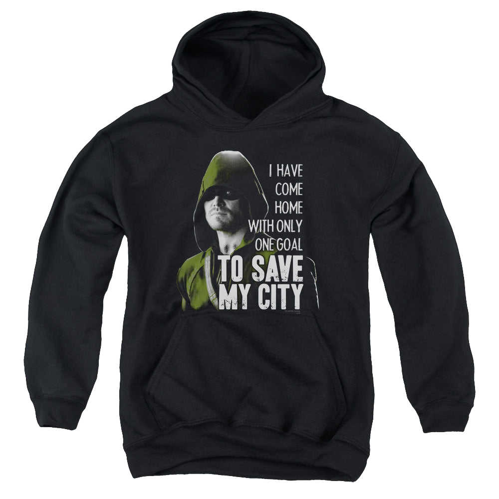 Arrow The Television Series Save My City - Youth Hoodie Youth Hoodie (Ages 8-12) Green Arrow