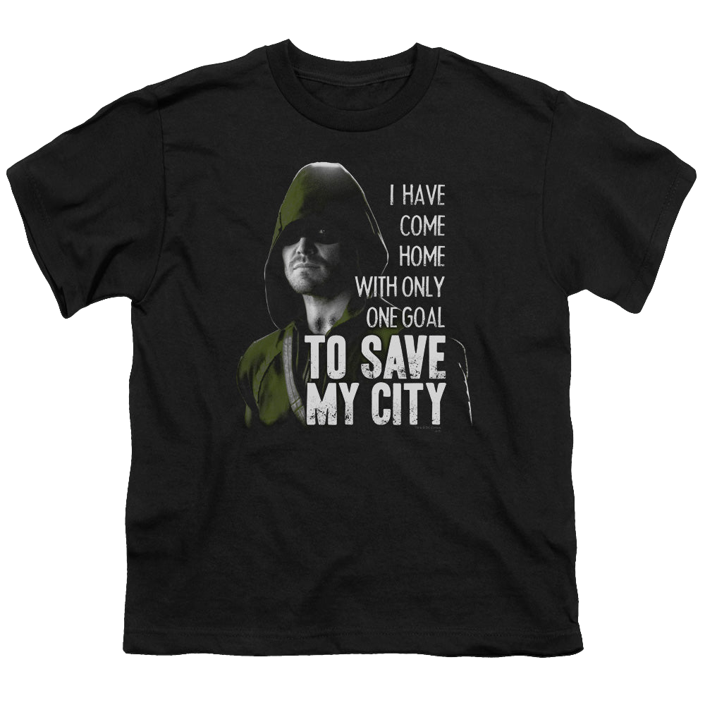 Arrow The Television Series Save My City - Youth T-Shirt Youth T-Shirt (Ages 8-12) Green Arrow