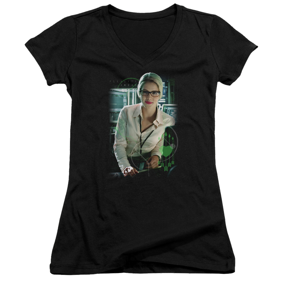 Arrow Felicity Smoak - Juniors V-Neck T-Shirt Green Arrow