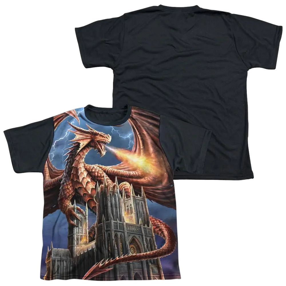 Anne Stokes Dragons Fury - Youth Black Back T-Shirt (Ages 8-12) Anne Stokes