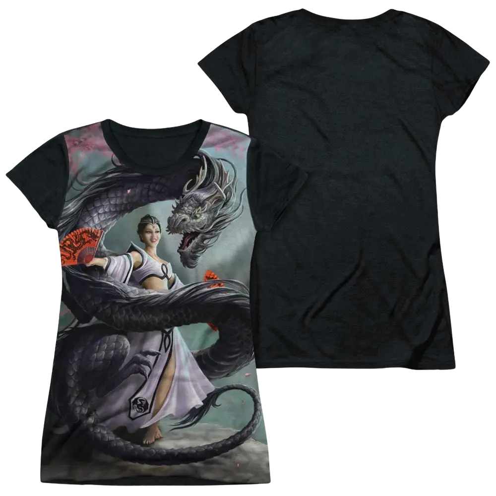 Anne Stokes Dragon Dancer - Juniors Black Back T-Shirt Anne Stokes