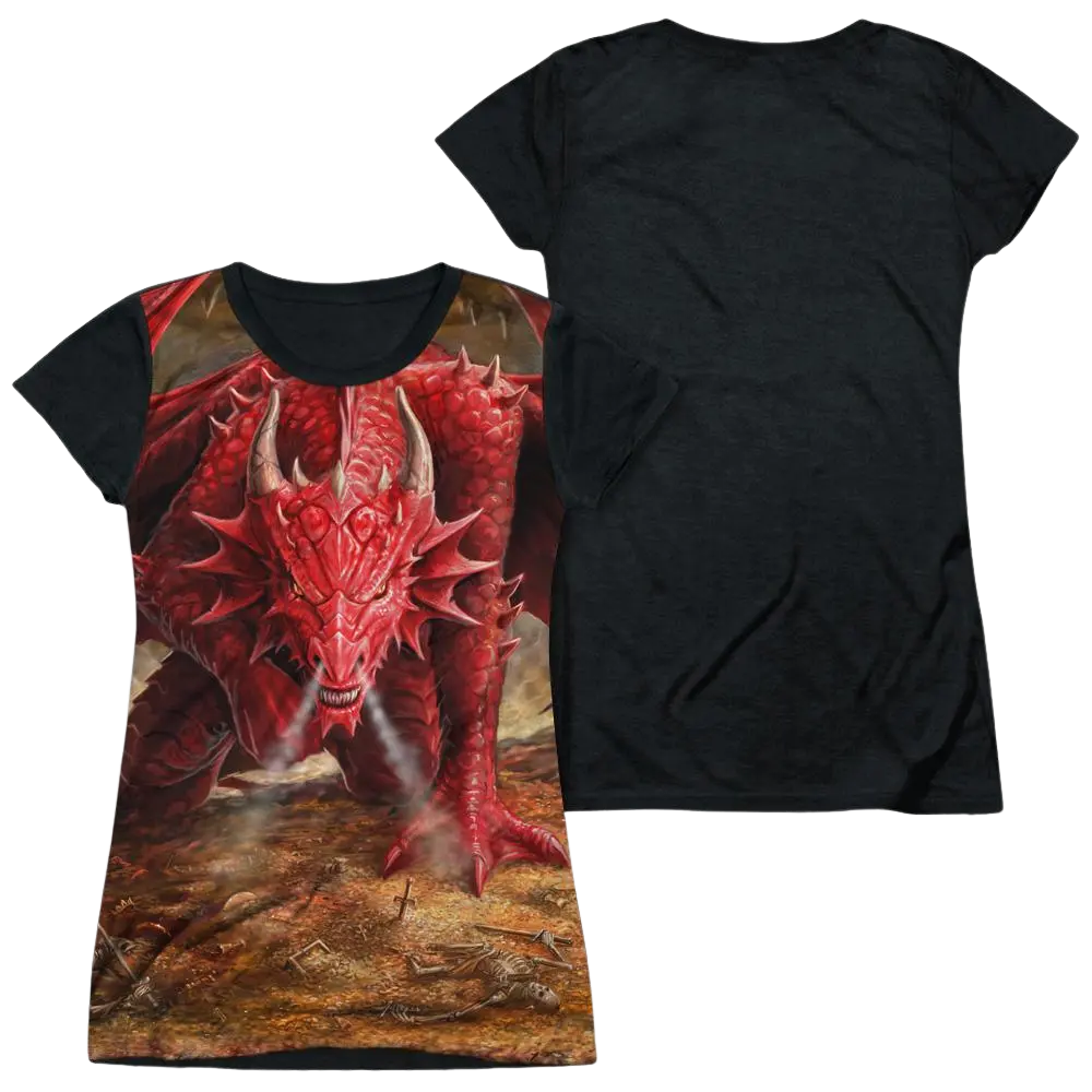 Anne Stokes Dragons Lair - Juniors Black Back T-Shirt Anne Stokes