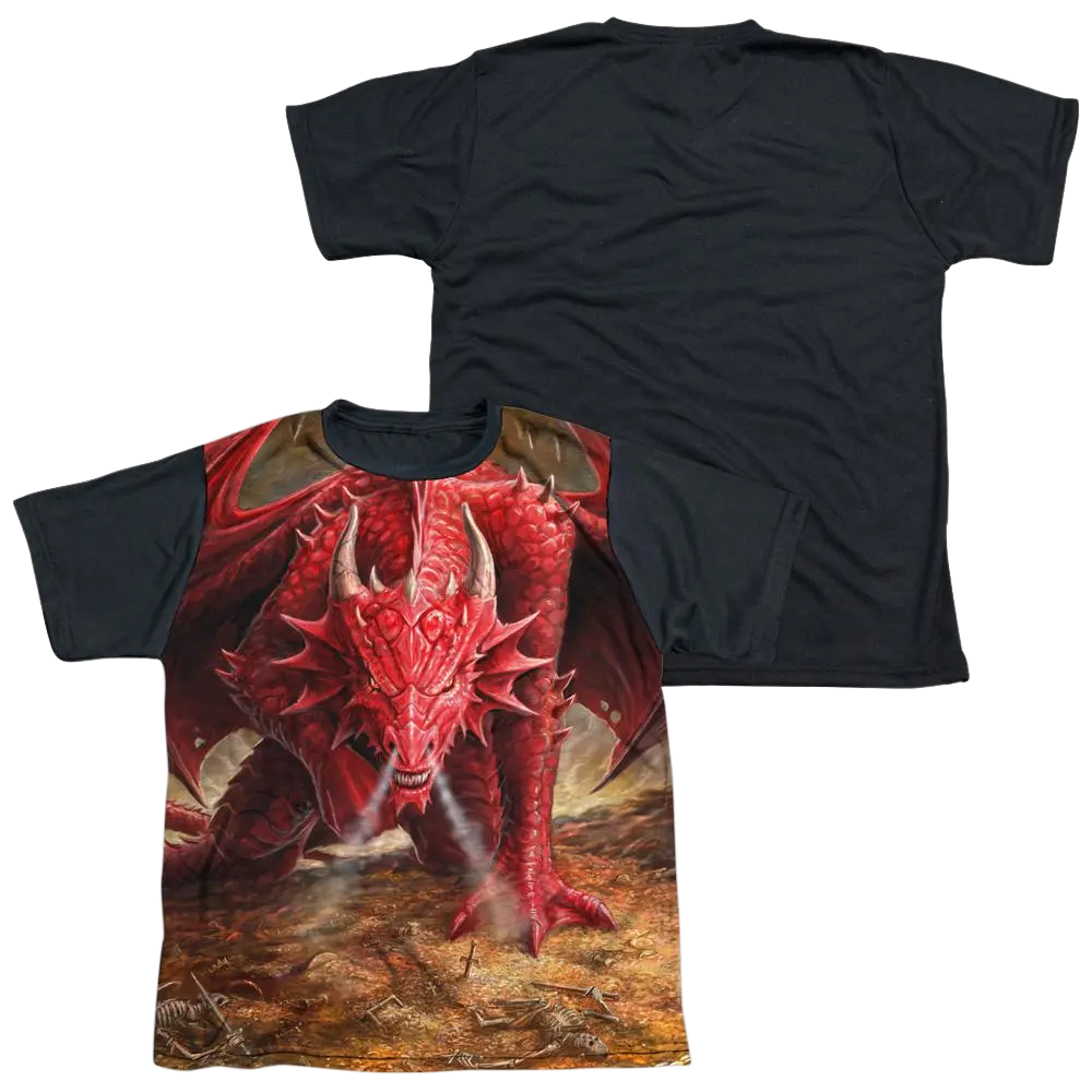 Anne Stokes Dragons Lair - Youth Black Back T-Shirt (Ages 8-12) Anne Stokes