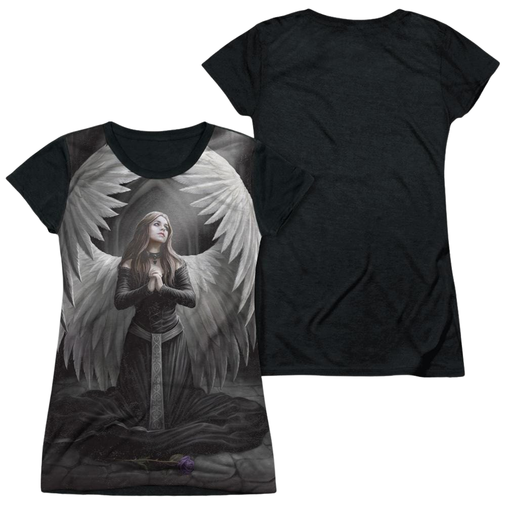 Anne Stokes Prayer For The Fallen - Juniors Black Back T-Shirt Juniors Black Back T-Shirt Anne Stokes