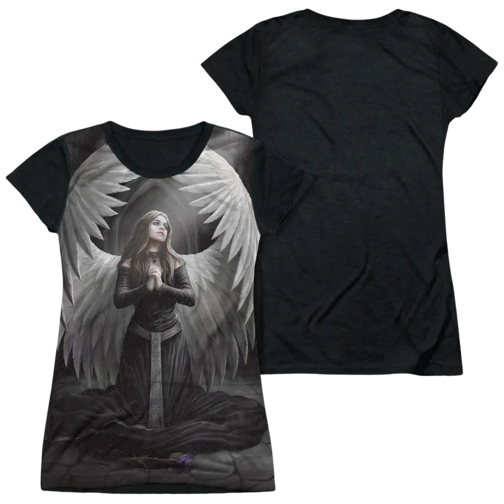 Anne Stokes Prayer For The Fallen - Juniors Black Back T-Shirt Anne Stokes
