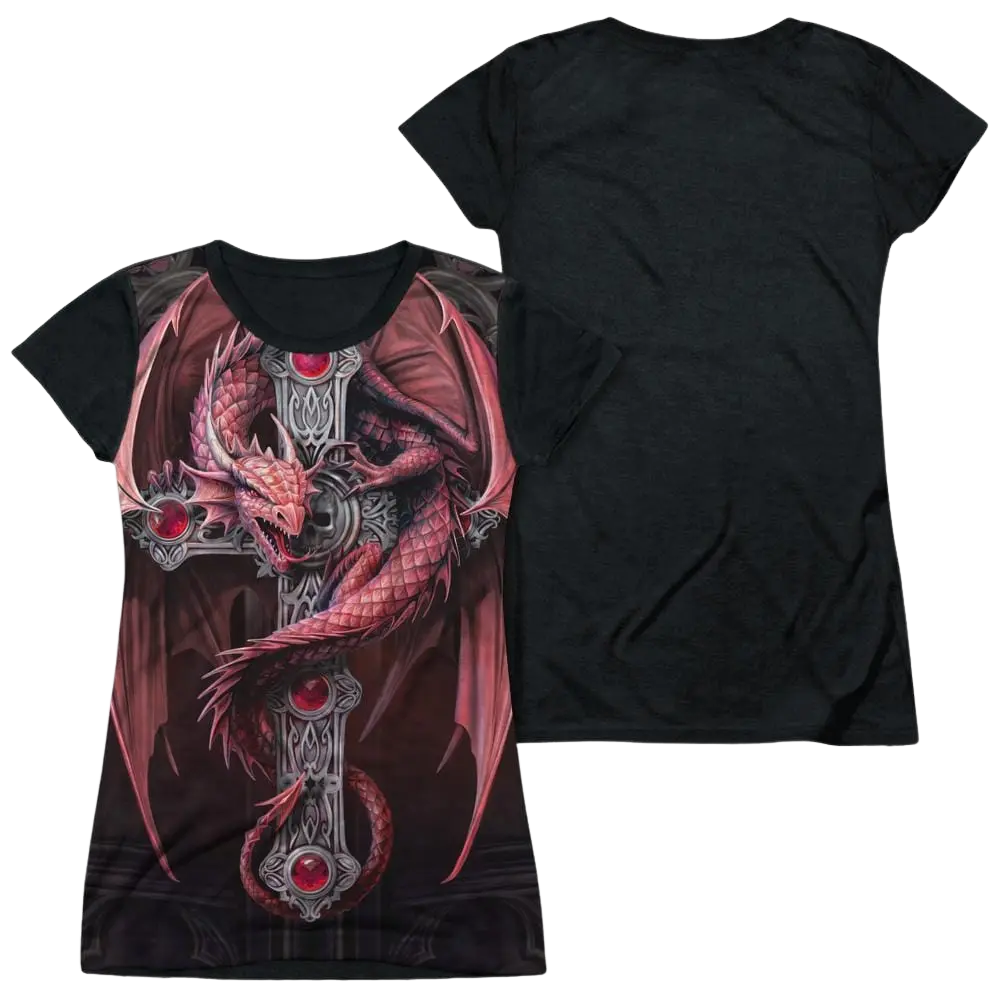 Anne Stokes Gothic Guardian - Juniors Black Back T-Shirt Anne Stokes