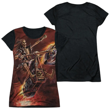 Anne Stokes Hellrider - Juniors Black Back T-Shirt Anne Stokes