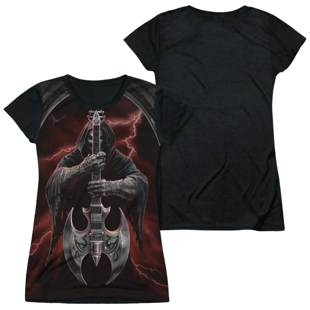 Anne Stokes Rock God - Juniors Black Back T-Shirt Anne Stokes