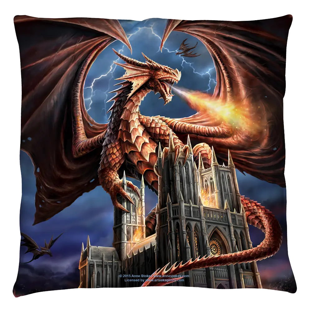 Anne Stokes Dragon's Fury Throw Pillow Anne Stokes