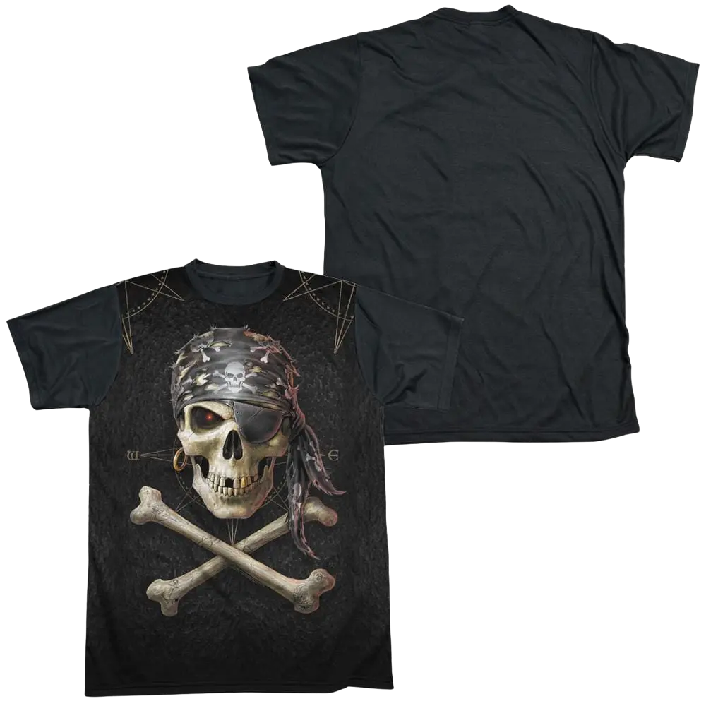 Anne Stokes Pirate Skulls - Men's Black Back T-Shirt Anne Stokes