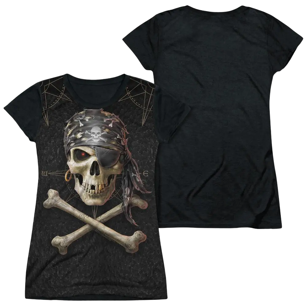 Anne Stokes Pirate Skulls - Juniors Black Back T-Shirt Anne Stokes