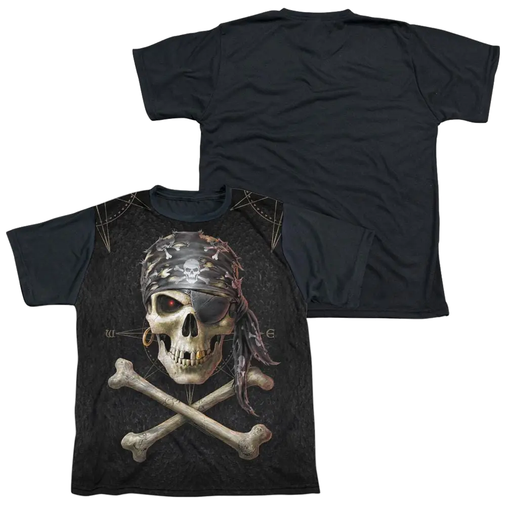 Anne Stokes Pirate Skulls - Youth Black Back T-Shirt (Ages 8-12) Anne Stokes