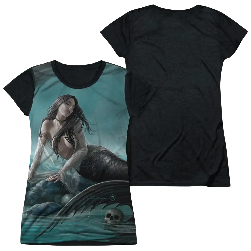 Anne Stokes Sirens Lament - Juniors Black Back T-Shirt Anne Stokes