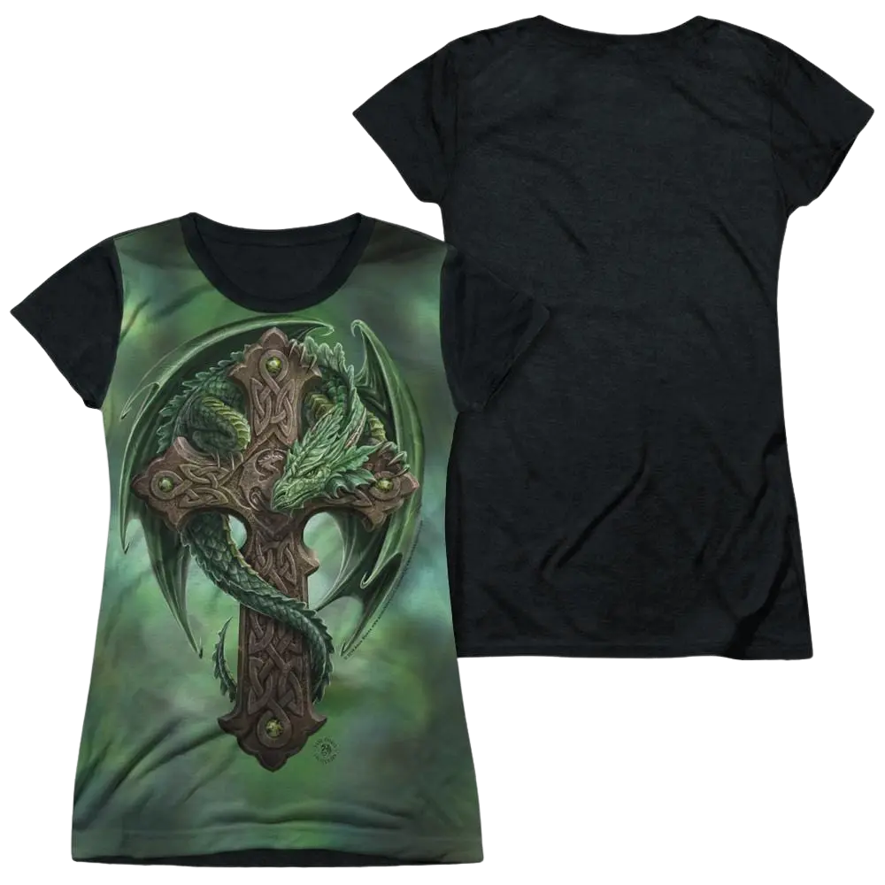Anne Stokes Woodland Guardian - Juniors Black Back T-Shirt Anne Stokes