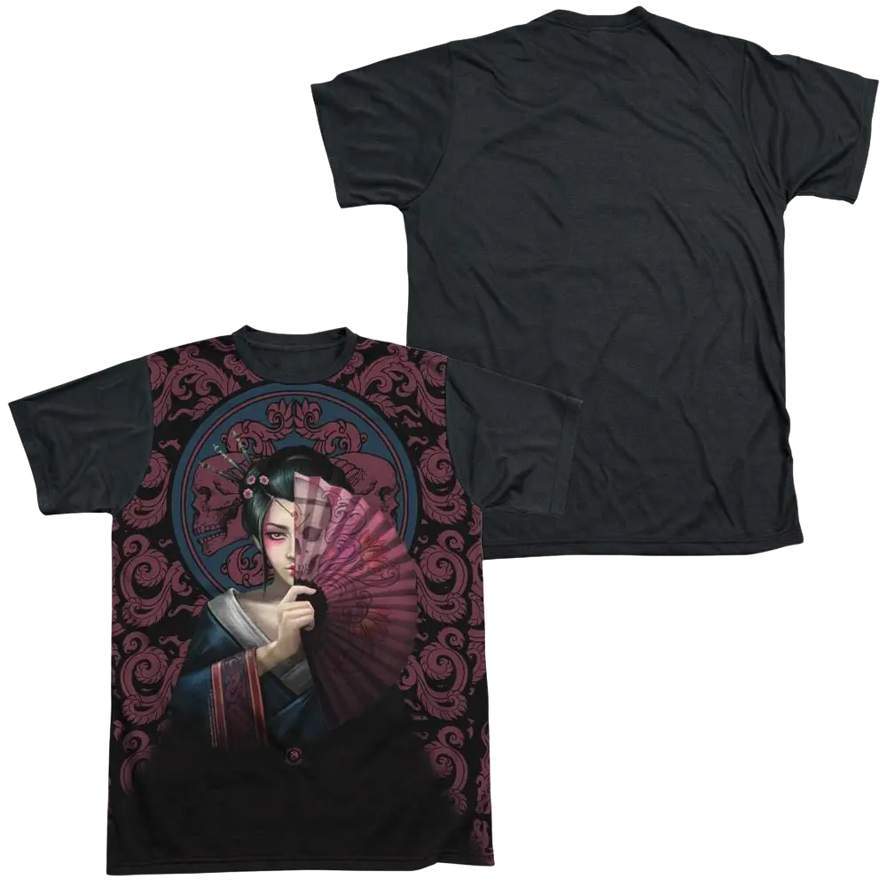 Anne Stokes Geisha Skull - Men's Black Back T-Shirt Anne Stokes