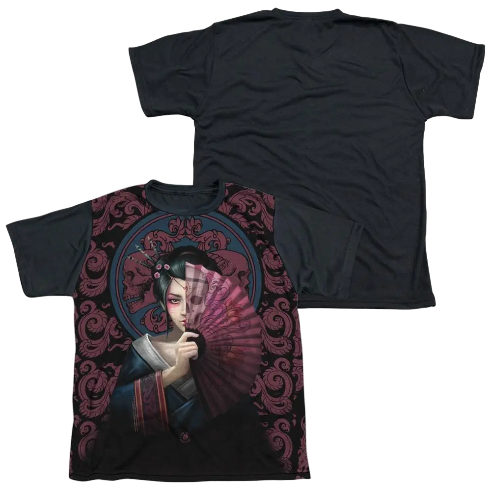 Anne Stokes Geisha Skull - Youth Black Back T-Shirt (Ages 8-12) Anne Stokes