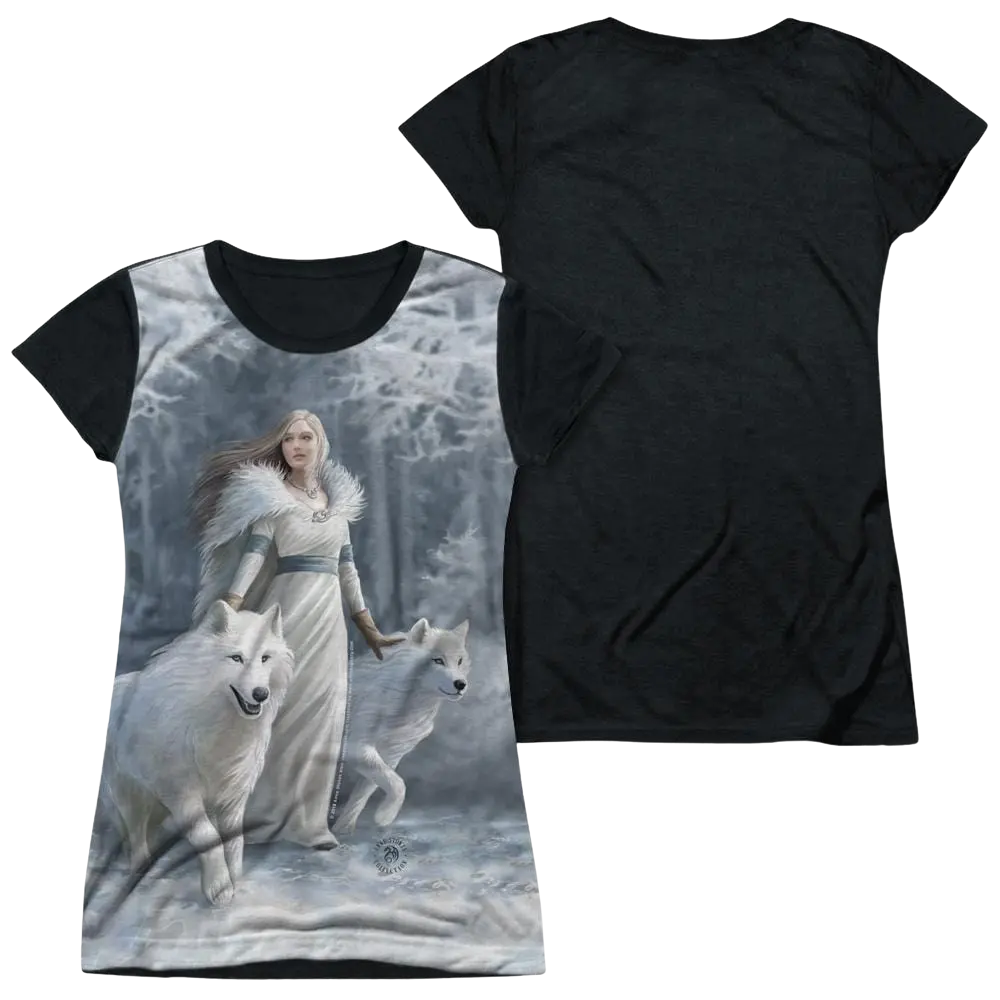 Anne Stokes Winter Guardians - Juniors Black Back T-Shirt Anne Stokes