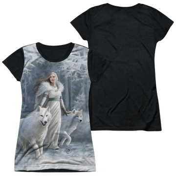 Anne Stokes Winter Guardians - Juniors Black Back T-Shirt Anne Stokes