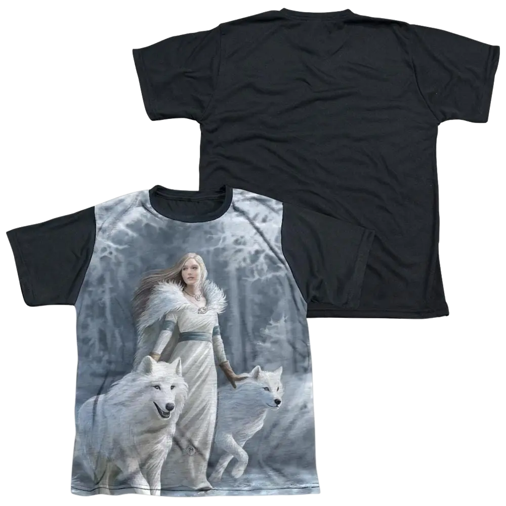 Anne Stokes Winter Guardians - Youth Black Back T-Shirt (Ages 8-12) Anne Stokes