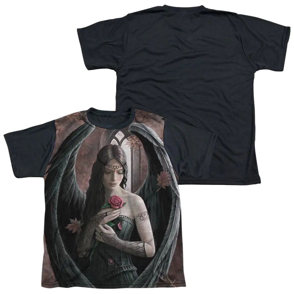 Anne Stokes Angel Rose - Youth Black Back T-Shirt (Ages 8-12) Anne Stokes