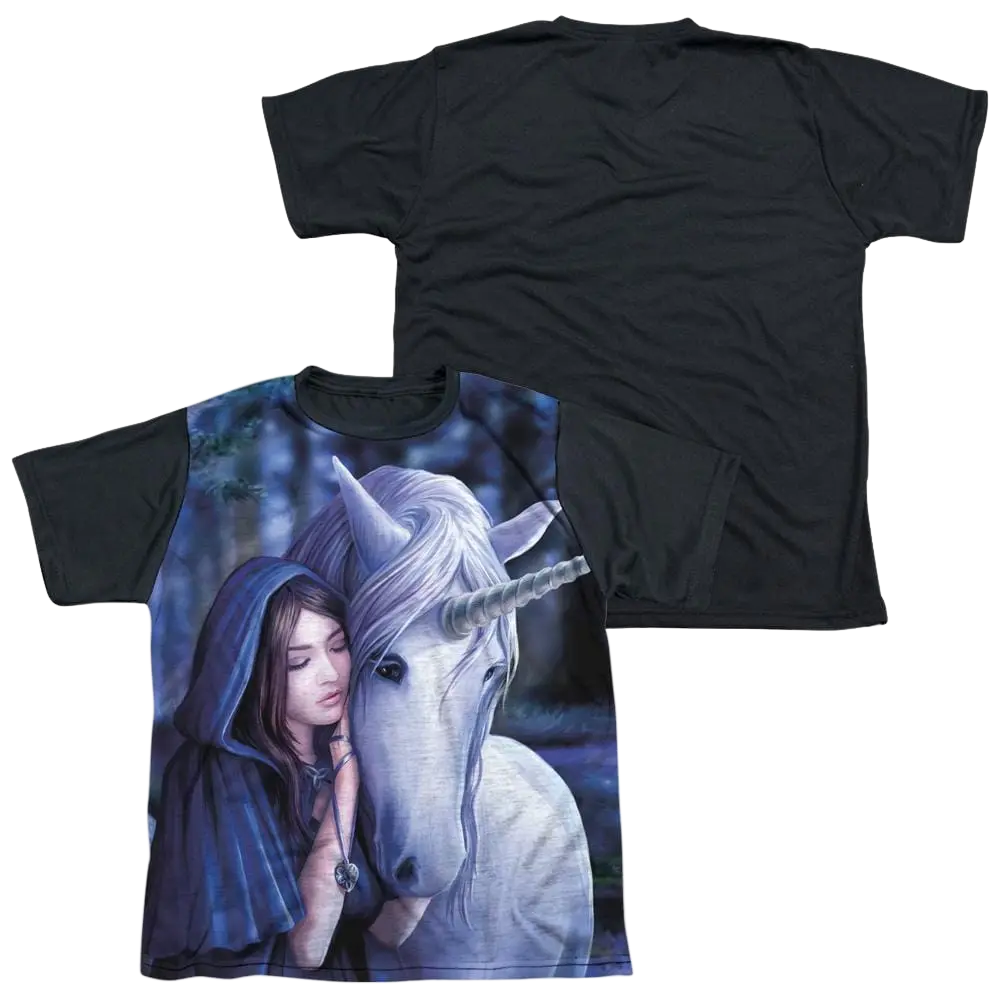 Anne Stokes Solace - Youth Black Back T-Shirt (Ages 8-12) Anne Stokes