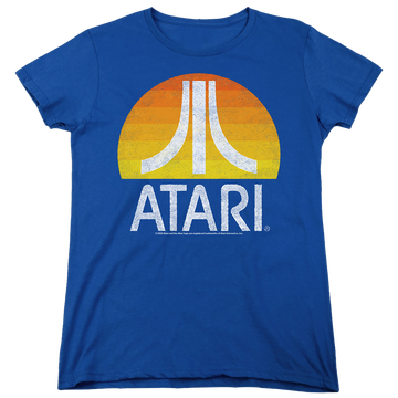 Royal women's t-shirt with Atari Sunrise Eroded graphic