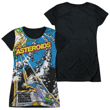 Atari Asteroids All Over - Juniors Black Back T-Shirt Atari