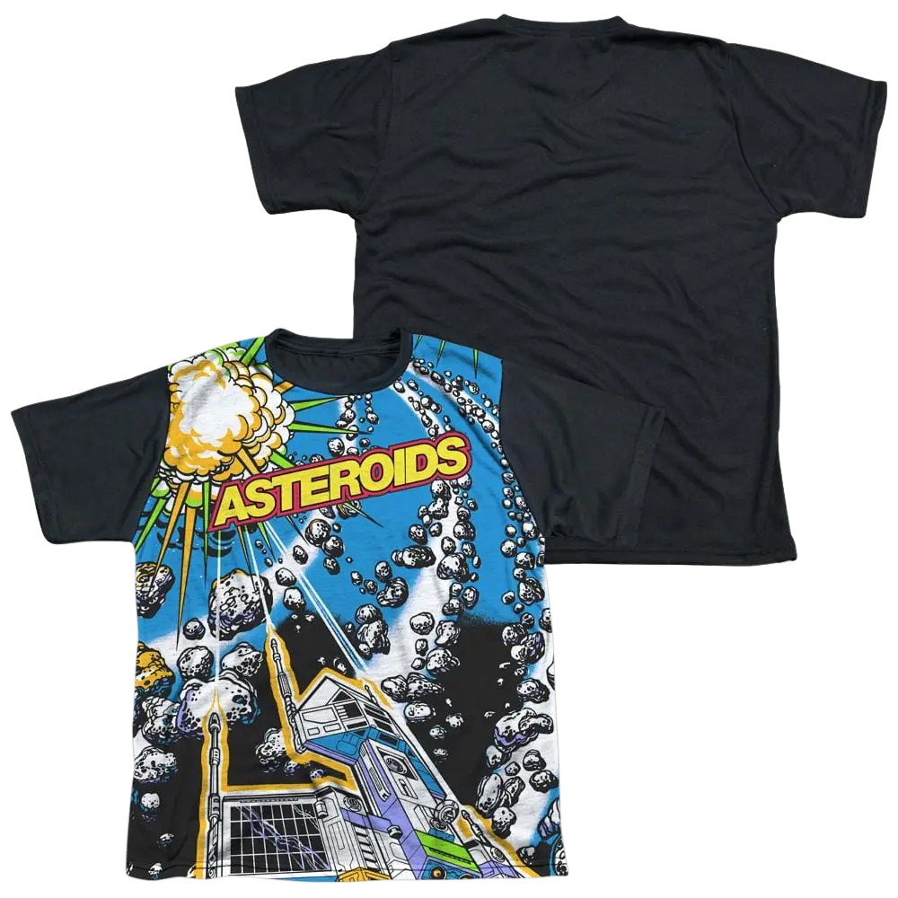 Atari Asteroids All Over - Youth Black Back T-Shirt (Ages 8-12) Atari